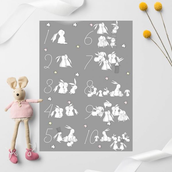 Plakat w szarym kolorze z cyframi