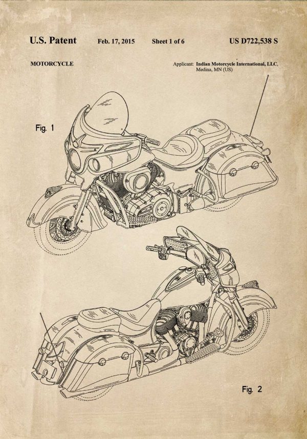Plakat z amerykańskim motocyklem z 2015r.