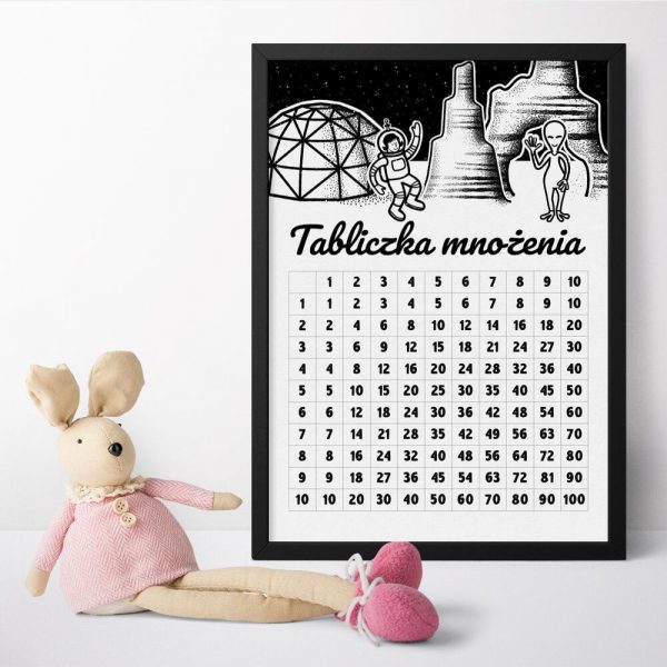Plakat z czarno-białą tabliczką