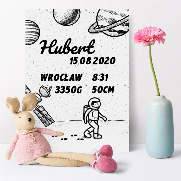 Plakat z danymi urodzeniowymi dziecka