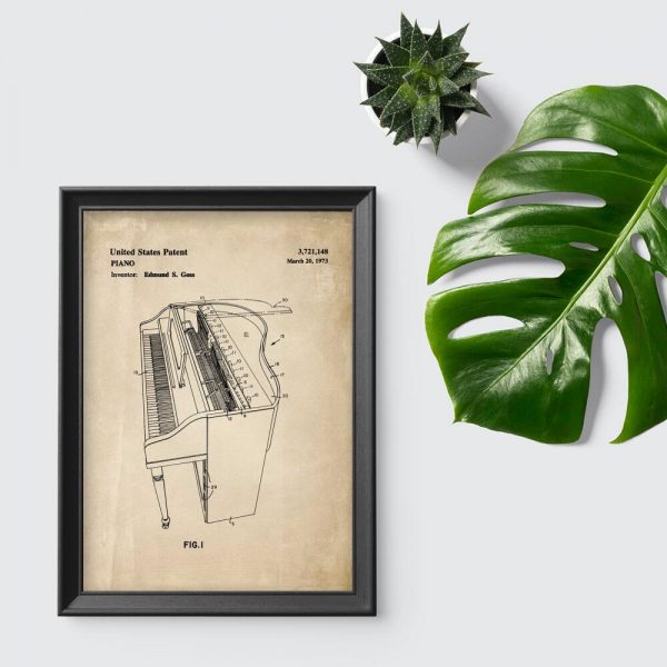 Plakat z koncepcja budowy fortepianu