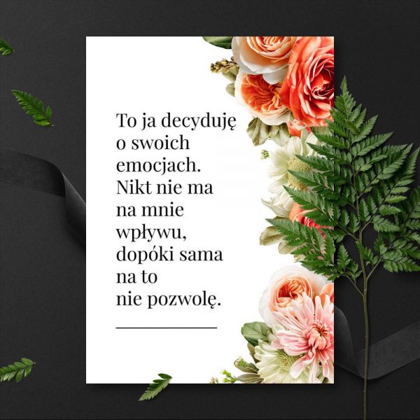Plakat z motywem kwiatowym i typograficznymn