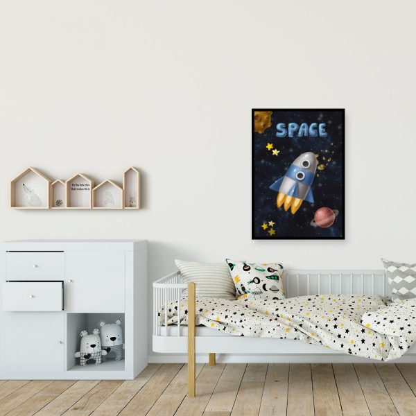 Plakat z motywem rakiety kosmicznej