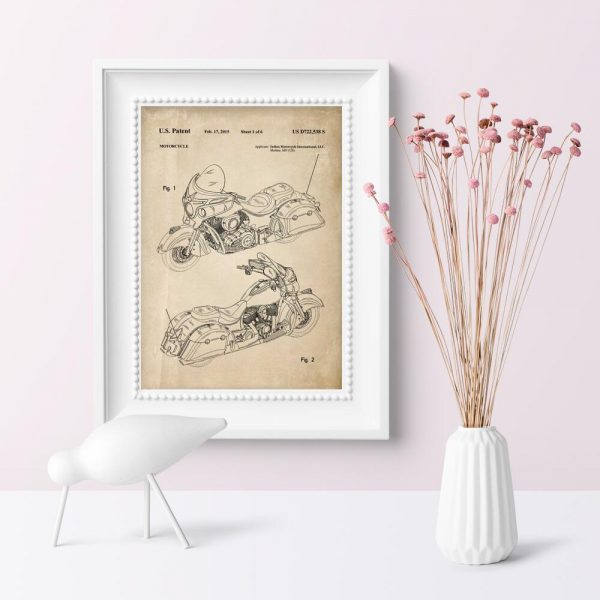 Plakat z nowoczesnym motocyklem z 2015r.