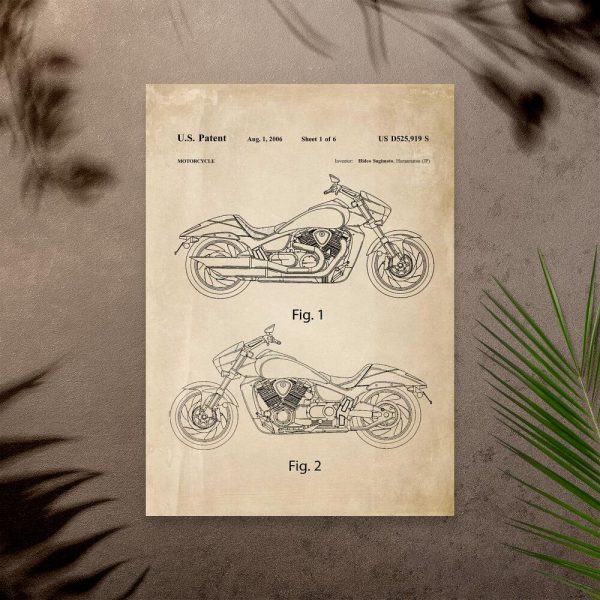 Plakat z patentem na japoński motocykl z 2006r.