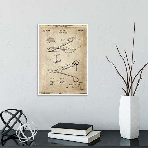Plakat z patentem na narzędzie chirurgiczne do szkoły
