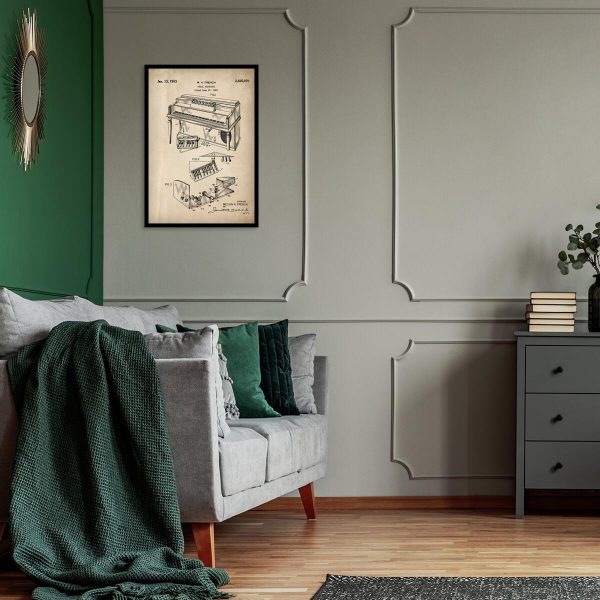 Plakat z patentem na pianino do salonu