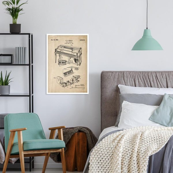 Plakat z patentem na pianino do sypialni