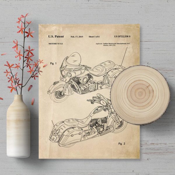 Plakat z patentem na produkcję motocykla