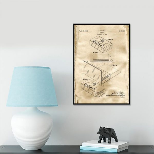 Plakat z patentem na pudełko do gabinetu