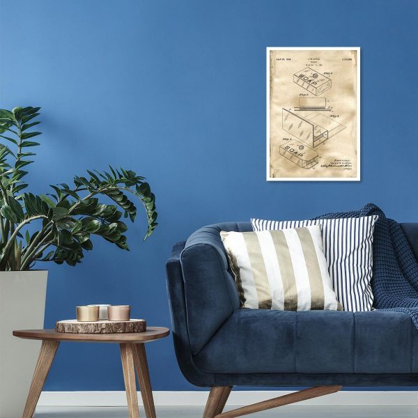 Plakat z patentem na pudełko do salonu