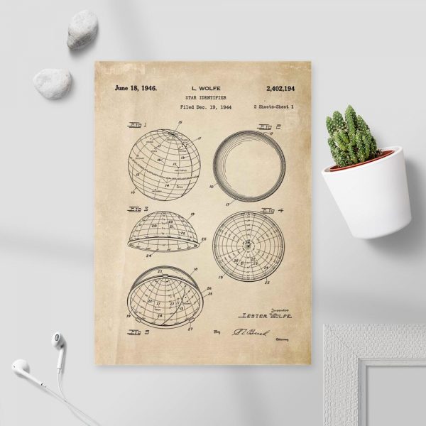 Plakat z patentem na urządzenie astronomiczne