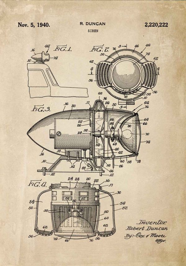 Plakat z patentem - Syrena z 1940 roku do szkoły