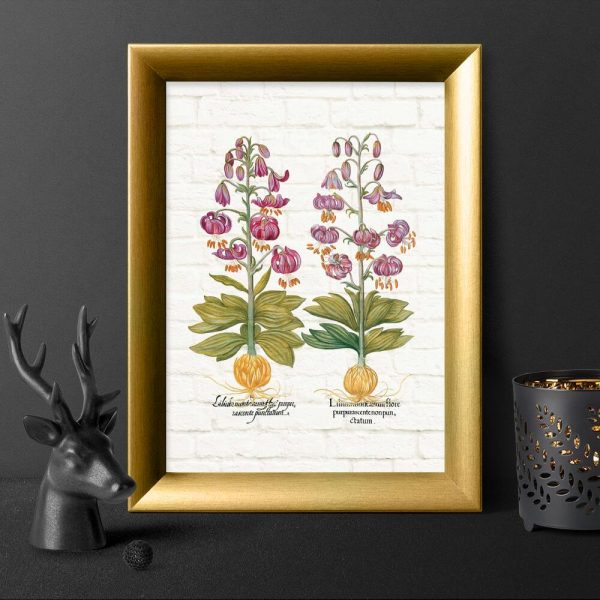 Plakat z purpurowymi liliami
