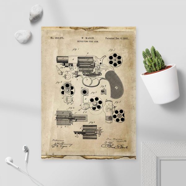 Plakat z rewolwerem do przedpokoju