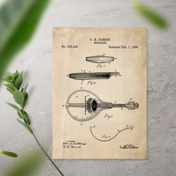 Plakat z rysunkiem mandoliny na prezent