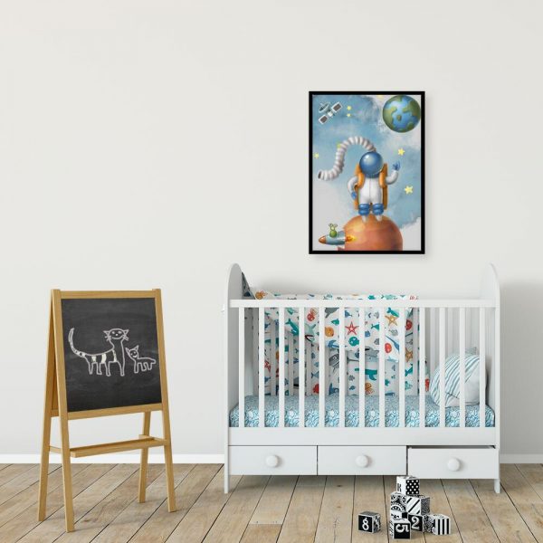 Plakat z satelitą i ziemią dla dzieci