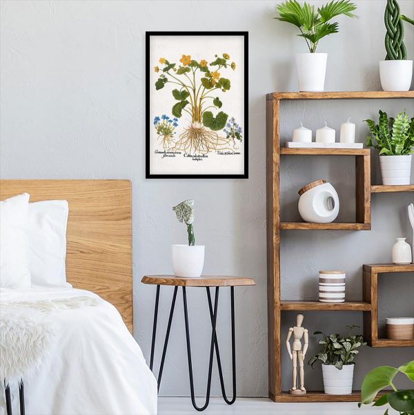 Plakat z żółtą kniecią błotną do sypialni