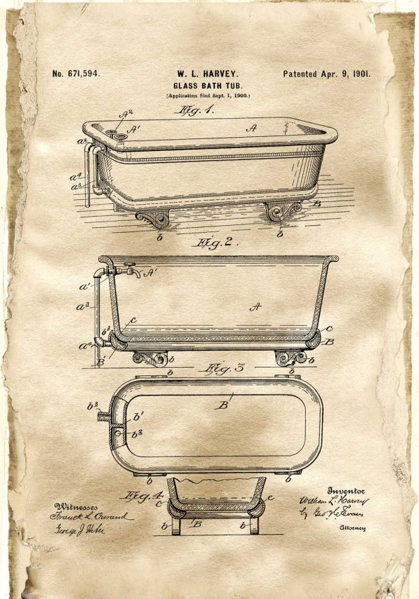 Plakat ze schematem budowy szklanej wanny