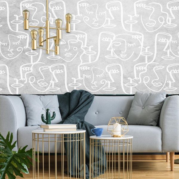 Fototapeta line art - twarze