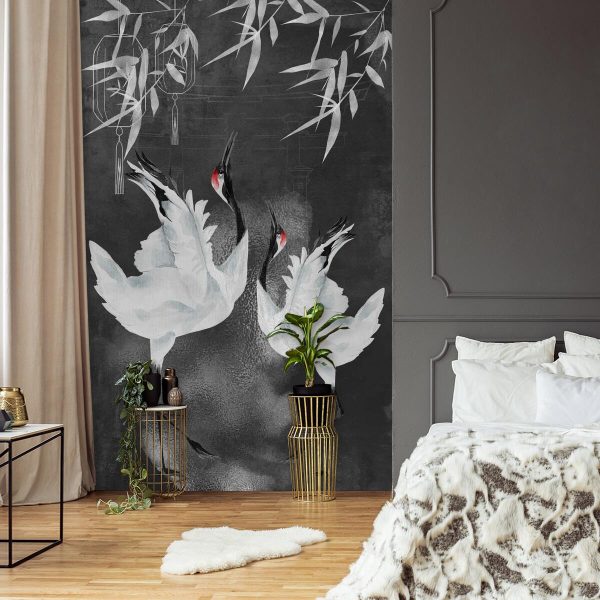 Tapeta dwa żurawie i lampiony