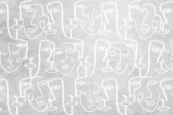 Tapeta z portretami line art