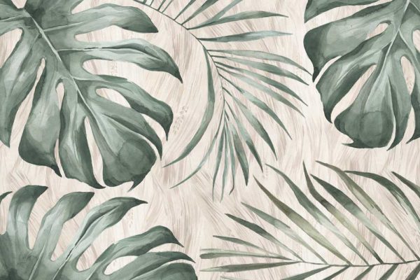 Tapeta z tropikalnymi liśćmi monstery