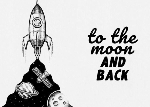 Dwa plakaty z maksymą: to the moon and back