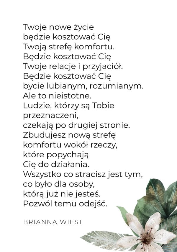 Plakat o nowym życiu i strefie komfortu