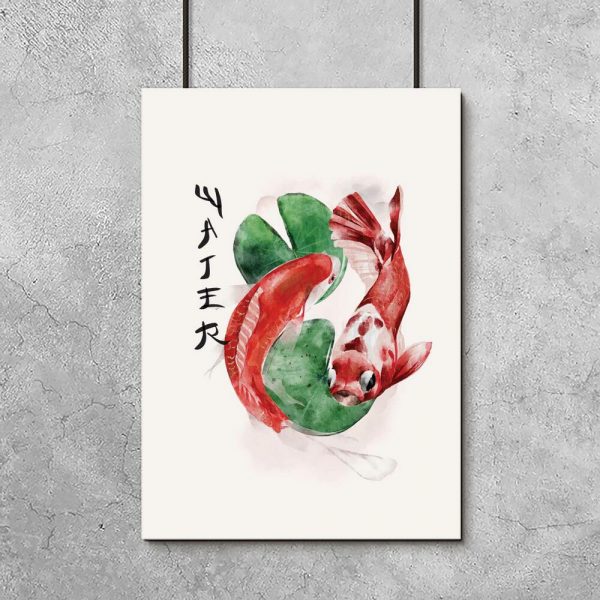 Plakat z japońskimi rybami