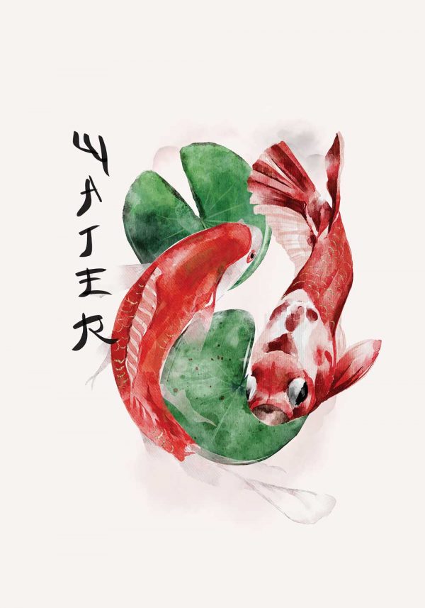 Plakat z karpiami koi