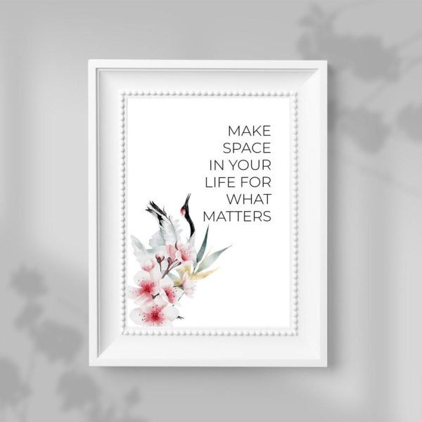 Plakat z maksymą i kwiatami wiśni