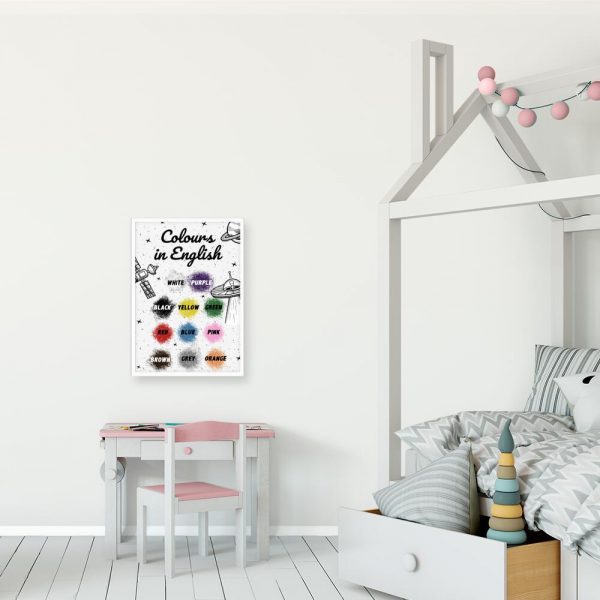 Plakat z nazwami barw w j. angielskim