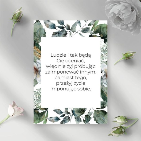 Plakat z sentencja i listeczkami