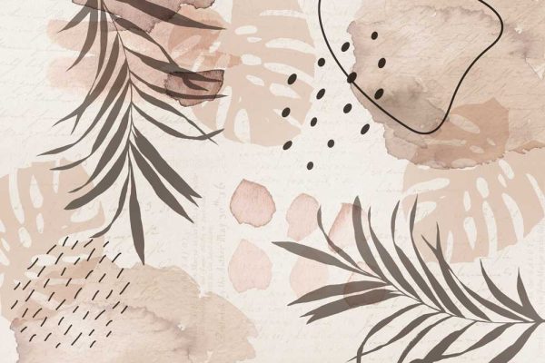 Foto-tapeta boho z liśćmi monstery