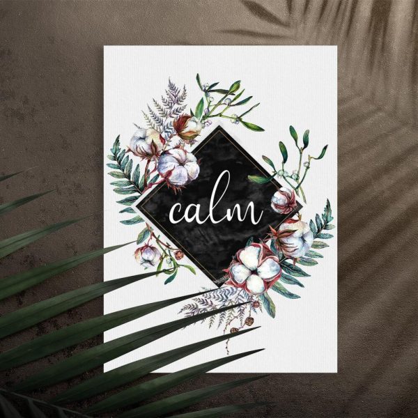 Plakat - kwiaty i typografia: calm