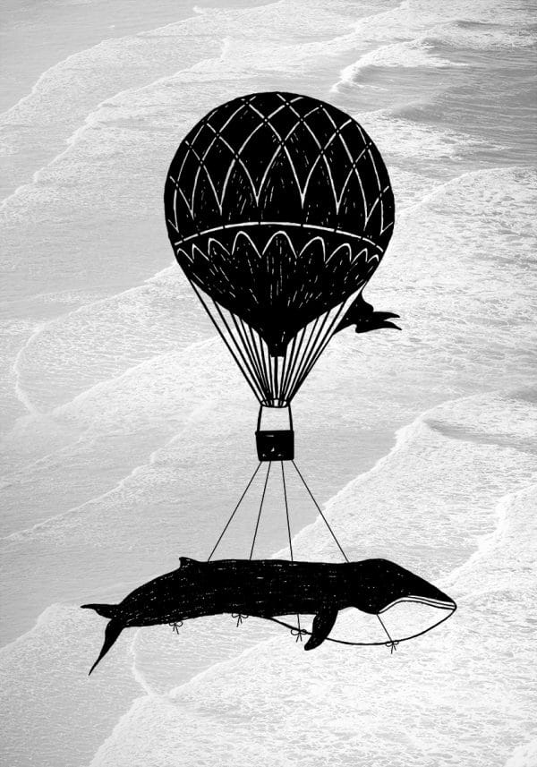 Plakat z balonem i wielorybem