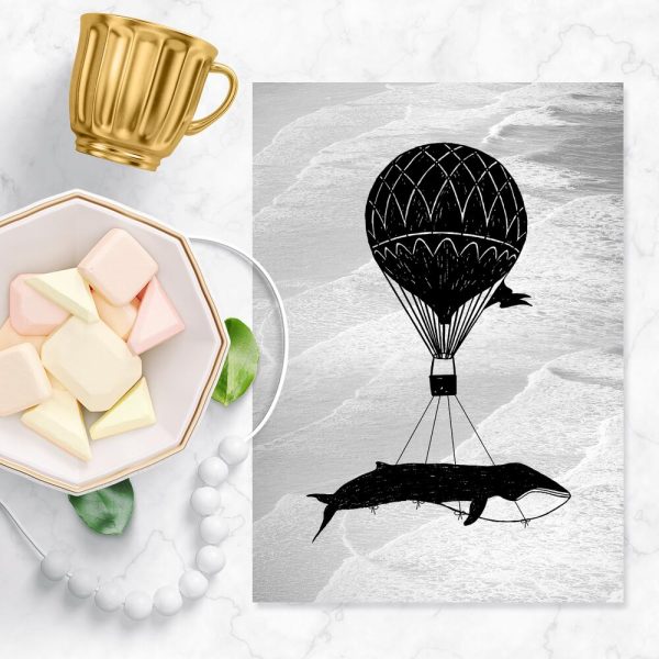 Plakat z balonem i wielorybem do sypialni