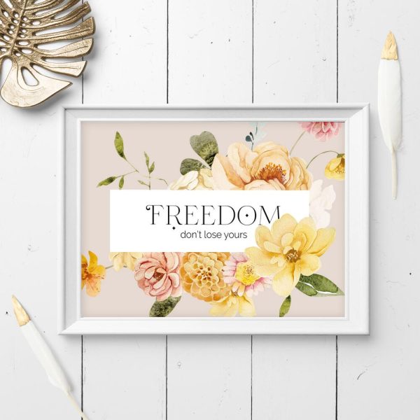 Plakat z cytatem i piwoniami do salonu