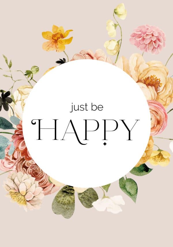 Plakat z cytatem o byciu szczęśliwym