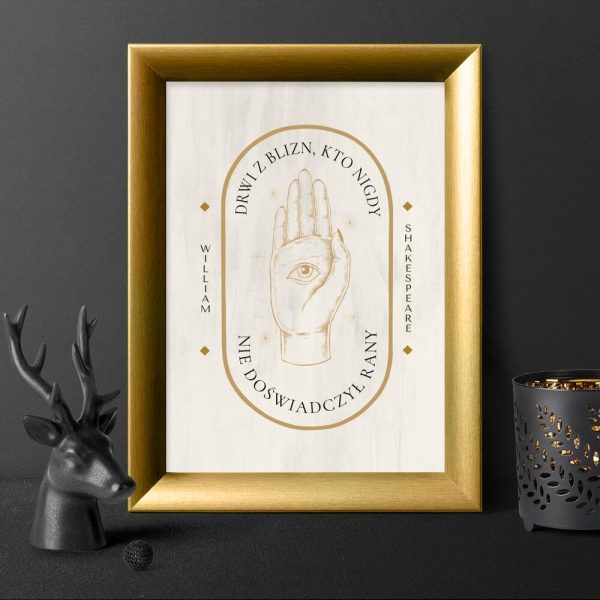 Plakat z dłonią i maksymą do pokoju