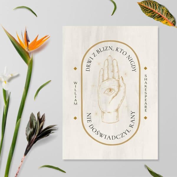 Plakat z dłonią i maksymą do przedpokoju