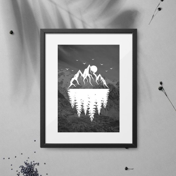 Plakat z górami do przedpokoju