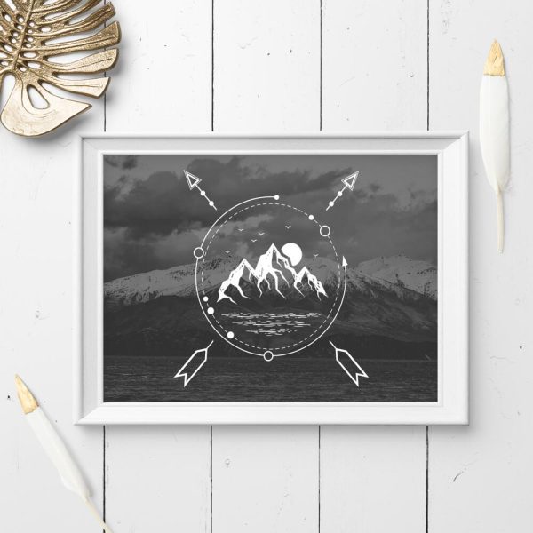 Plakat z krajobrazem gór do przedpokoju