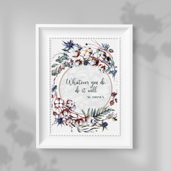 Plakat z kwiatami i cytatem Disneya