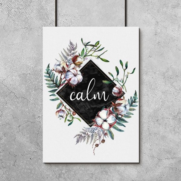 Plakat z kwiatami i napisem calm
