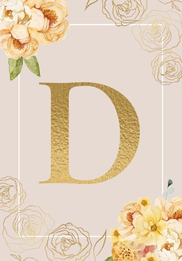 Plakat z literą i kwiatami