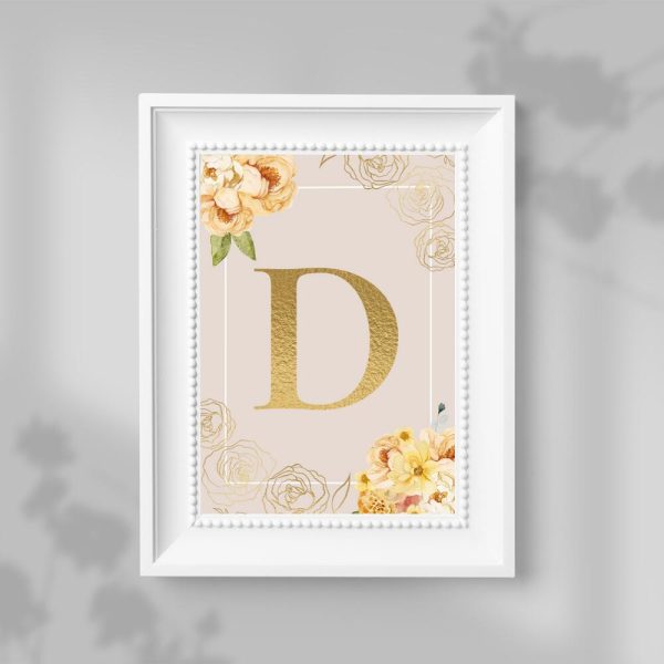 Plakat z literą i kwiatami do pokoju