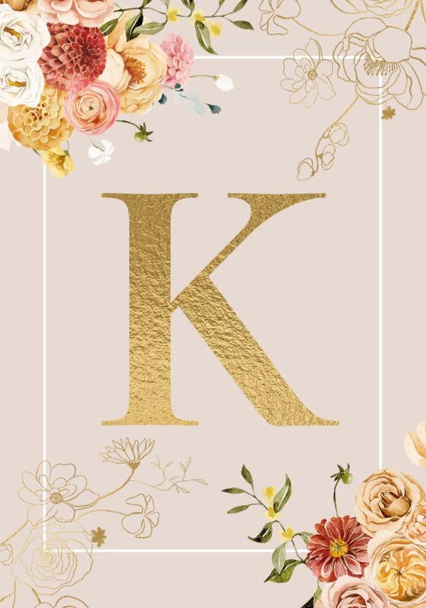 Plakat z literką i kwiatami