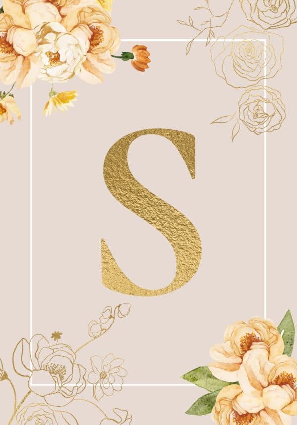 Plakat z literką i kwiatem peonii